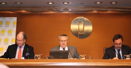 Benito Rodríguez (centro), vicepresidente de Anfalum, durante su intervención.