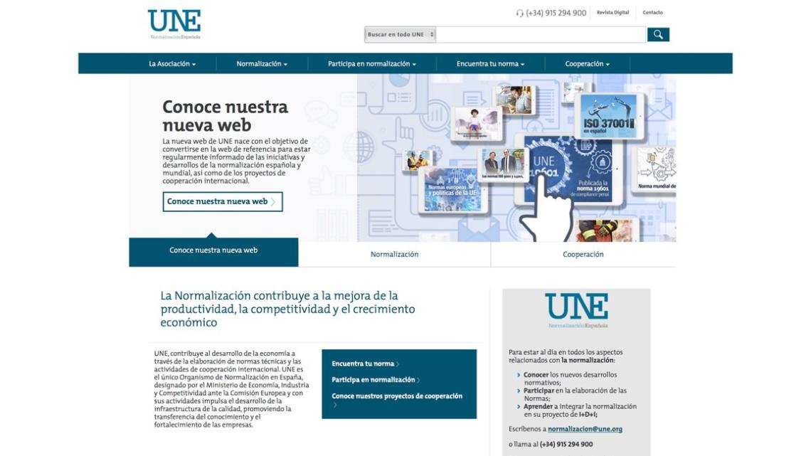 Nueva web de UNE.