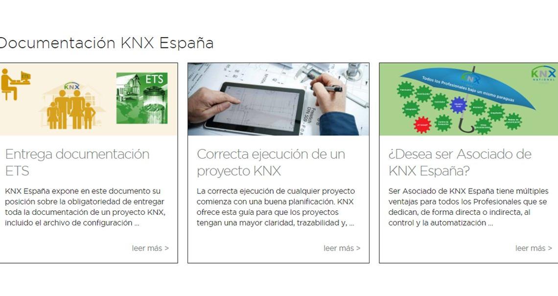 Página Documentación de la nueva web de KNX España.