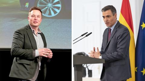 Elon Musk y Pedro Sánchez. Imágenes: Flickr y lamoncloa.gob.