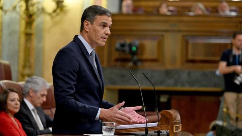 Pedro Sánchez, durante su intervención en el Congreso. Imagen: Moncloa/Borja Puig de la Bellacasa.