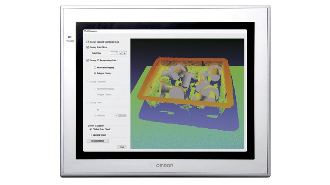 Imagen que ofrece el sensor de visión 3D en las tareas de detección, inspección y montaje.