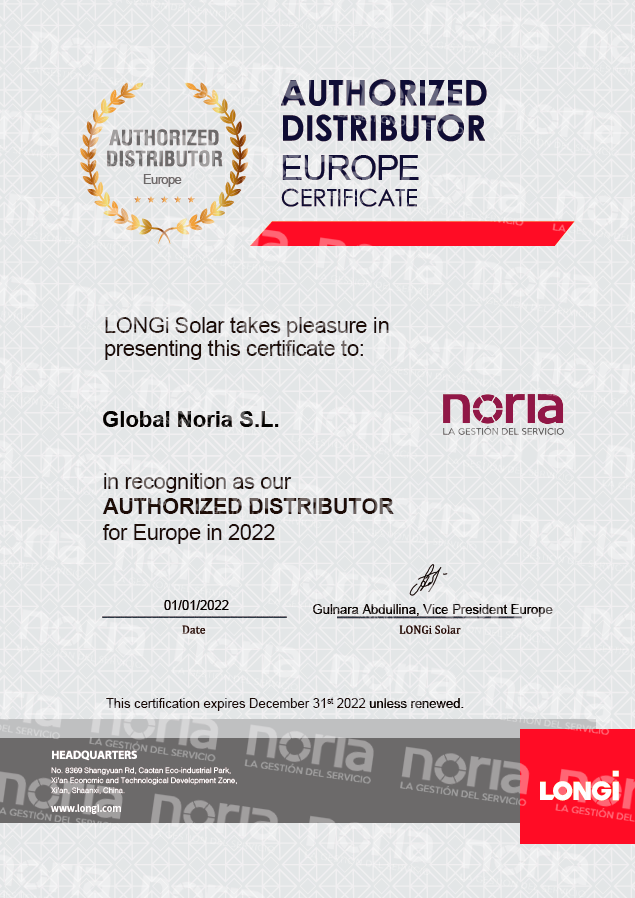 Certificado Longi Grupo Noria